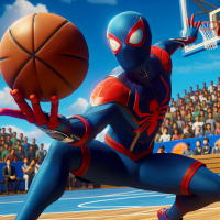 spiderman  playing basketball