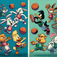 disney vs looney tunes playing basketball