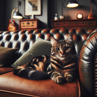 Generate image of cat on a sofa